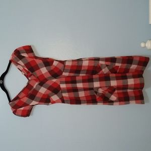 H&M red plaid midi dress